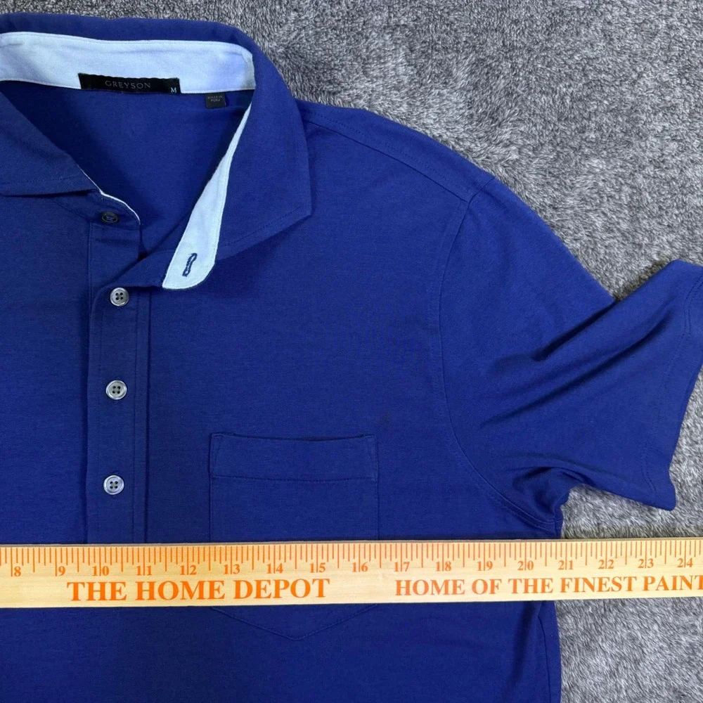 Greyson Mens Crewe Cup Pima Cotton Modal Blend‎ Pocket Polo Shirt Blue Size M